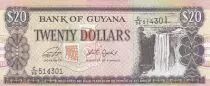 Guyana 20 dollars - Kaieteur falls - Ship building - Serial C.96 - ND - P.30G