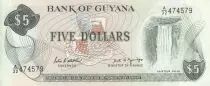 Guyana 5 Dollars - Kaieteur Falls - Bauxite mining - 1989 - Serial A.32
