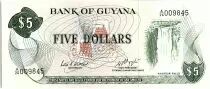Guyana 5 Dollars, Kaieteur Falls, Cane sugar cutting - 1983