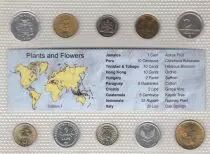 Guyana Francese Lot 10 monnaies sur le th&egrave;me des fleurs