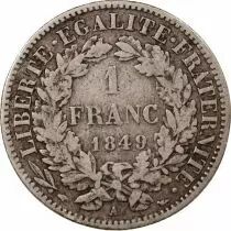 Guyane Française CERES ?- 1 FRANC ARGENT 1849 A PARIS