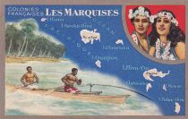 Guyane Française Les Marquises - Carte illustrée des Colonies françaises - Édition Spéciale des Produits du Lion Noir - Cartophi