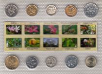 Guyane Française Lot 10 monnaies sur le thème des fleurs