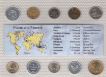 Guyane Française Lot 10 monnaies sur le thème des fleurs