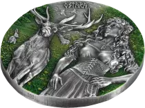 Guyane Fran&ccedil;aise Ostara - Valkyries - 2 ONCES Ultra Haut-Relief Coloris&eacute; Finition Antique Germania 2023 10 Marks - Nouvelle s&eacute;ri