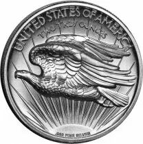 Guyane Fran&ccedil;aise Saint-Gaudens Dollar 1907 - 2 ONCES ARGENT BULLION (Reproduction Haut-Relief)