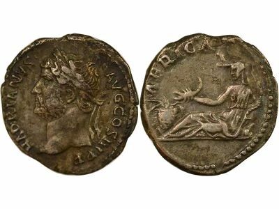 Hadrian - Silver Denarius, Africa - 136  Rome