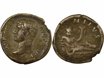 Hadrian - Silver Denarius, Nile River - 136  Rome