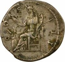 Hadrian - Silver Denarius, Seated Abundantia - 128  Rome