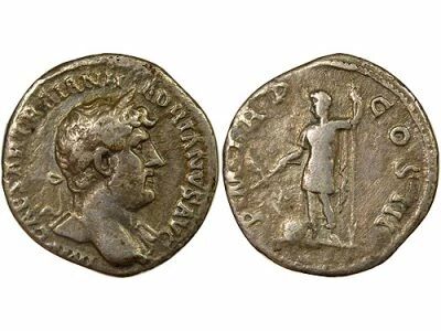 Hadrian - Silver Denarius, Standing Fortuna - 121 Rome
