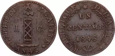 Haiti 1 Centime Republic - An 43 - 1846