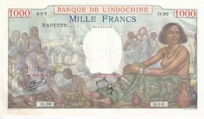 Ha�ti 1000 Francs - 1954-1957- Papeete - Sp�cimen - S�rie O.00
