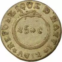 Haiti 25 Silver Centimes - Year 12