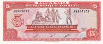 Haïti 5 Gourdes - Statue du Combat de Vertières - Armoiries - 1989 - Série AK - P.255