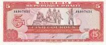 Haiti 5 Gourdes - Statue of Combat de Vertières - Arms - 1989 - Serial AK - P.255