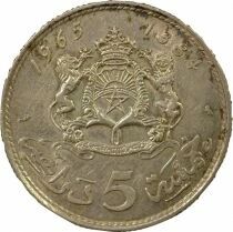 Hassan II - 5 Silver Dirham - 1384 AH (1965) Paris
