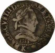 Henri III - 1/2 Silver Franc, with Flat Collar - 1588 K Bordeaux