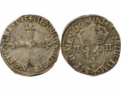Henri III - 1/4 Silver Ecu - 1583 T Nantes