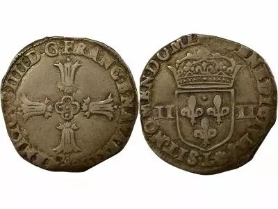 Henri IV - 1/4 Silver Ecu, 2nd Type - 1596 L Bayonne