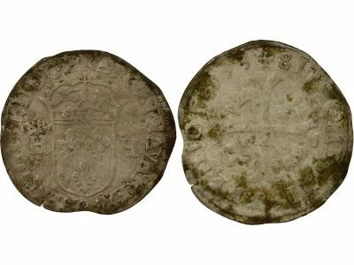 Henri IV - Douzain with Two Crowned H - 1593 Clermont Ferrand