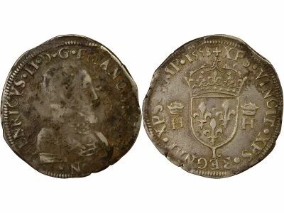 Henry II - Silver Teston, Ist Type - 1558 L Bayonne
