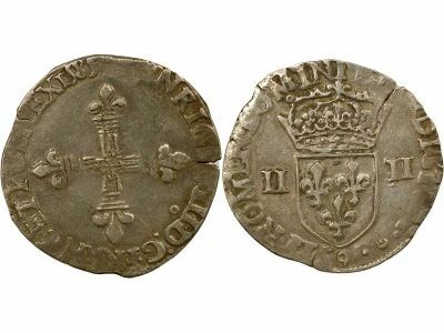 Henry III - 1/4 Silver Ecu - 1585 9 Rennes