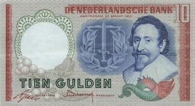 Holanda 10 Gulden - Hugo de Groot - 1953 - P.85