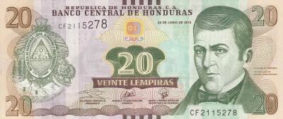 Honduras 20 Lempiras - 20-06-2019 - Dionisio de Herrera