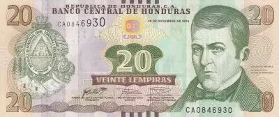 Honduras 20 Lempiras - Dionisio de Herrera - 2016 - Serial CA - P.NEW