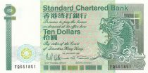 Hong Kong 10 Dollars Standard Chartered Bank - Carp - 1991