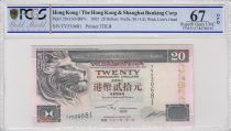 Hong-Kong 20 Dollars,  Banque de Hongkong et Shanghai - 2002 - PCGS 67 OPQ
