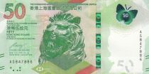 Hong-Kong 50 Dollars, Tête de Lion - Papillon - 2018 (2020) - Neuf