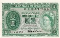 Hongkong 1 Dollar - Elizabeth II - 1959 - Serial 6L