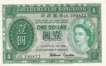 Hongkong 1 Dollar - Elizabeth II - 1959 - Serial 6N