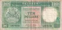 Hongkong 10 Dollars - Arms - Lions - Ships - 1986 - Serial LH - P.191a