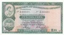 Hongkong 10 Dollars,  Woman and arms - Building - 1983 - P.182 j