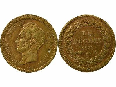 Honore V - Decime, Large Head - 1838 Mc