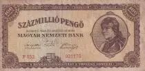 Hungary 100000000 Pengo - Woman - Parliament - 1946 - P.124