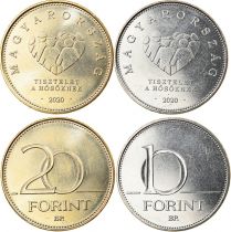 Hungary Set incluing 10 and 20 Forint - Honoring Carevivers - 2020 - AU