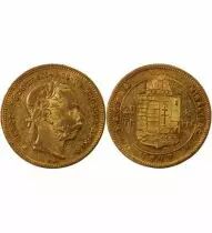 Hungr&iacute;a Francois Joseph I - 20 Gold Francs / 8 Forint - 1877 K B Kremnica