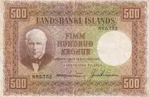 Iceland 500  Kronur - J. Sigurdsson - River, rocks, mountain - 1928 - P.36a