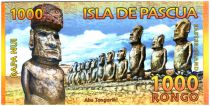 Ile de Pâques 1000 Rongo, billet fantaisie Statues - 2011