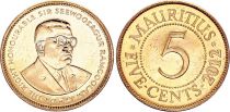 Ile Maurice 5 Cents - Sir Seewoosagur Ramgoolam - Années Variées (1999-2017)
