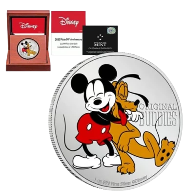 Ile Niue 2 Dollars - 1 Once Argent BE - Disney Mickey & Pluto coloris� - 2020