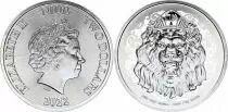 Ile Niue 2 Dollars - 1 Once Elisabeth II - Lion Argent 2021