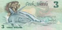 Iles Cook 3 Dollars - Bateau - Requin - 1987 - Série AAR - Petit numéro - P.3