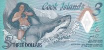 Iles Cook 3 Dollars - Ina - Requin - Polymer - 2021 - NEUF - P.NEW