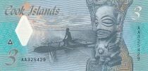 Iles Cook 3 Dollars - Ina - Requin - Polymer - 2021 - Série AA