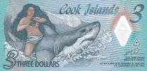 Iles Cook 3 Dollars Ina - Requin - Polymer - 2021 - Neuf