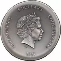 Iles Cook Chouette d\'Ath&egrave;nes (finition antique) - 1 Once Argent 2021 &Icirc;les Cook